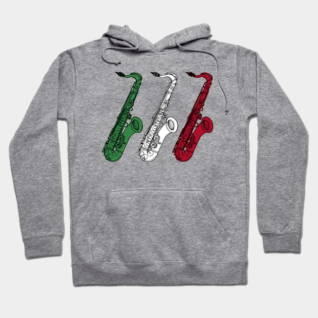 Saxophone Italian Flag Saxophonist Sax Player Italy Hoodie by doodlerob